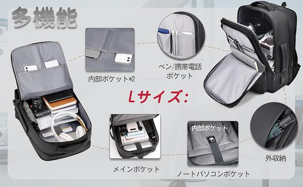 リュック ビジネスリュック バックパックメンズ 多機能ポケット