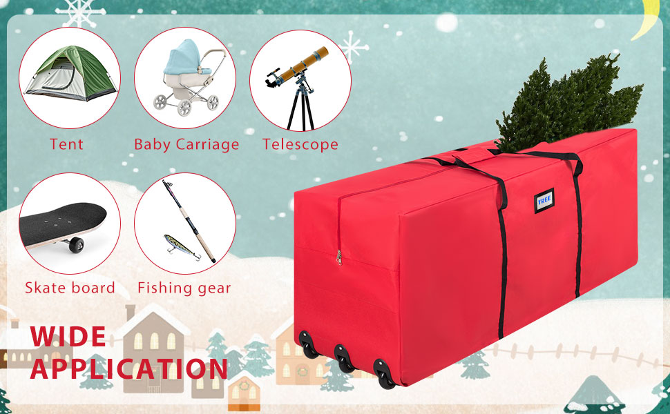 Dinoera Rolling Large Christmas Tree Storage Bag, Fits Up to 9 Foot