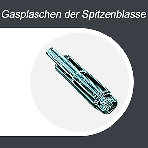 Metalen cilindrisch voorwerp met geribbeld oppervlak en puntig uiteinde, mogelijk een gespecialiseerd gereedschap of onderdeel. Turkoois getinte illustratie