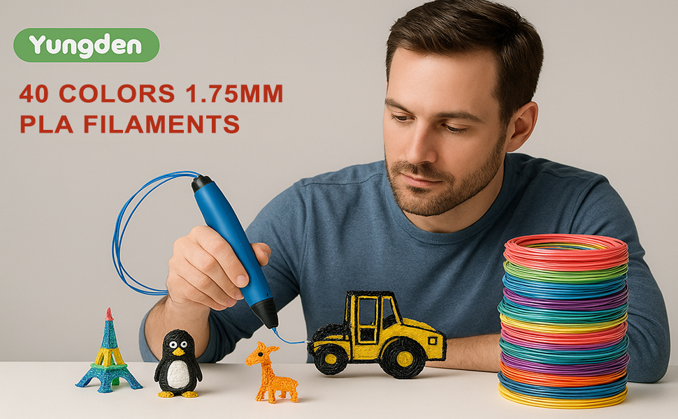 3D drawing lover is making 3D creation with a 3D pen and this 40 colors 3d pen refills