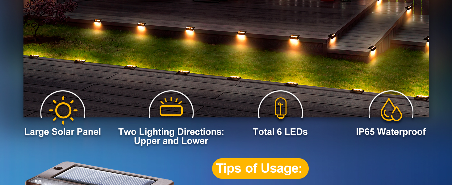 SOLPEX Solar Step Lights 12 Pack, Solar Outdoor Lights for Fence,IP65