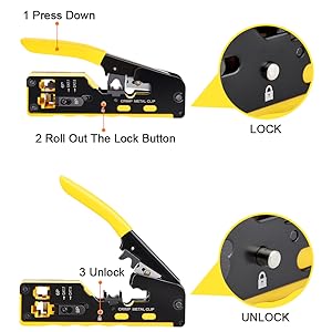 TEENO Pince à Sertir RJ45+RJ12 Outil De Sertissage,aveaconnecteur Réseau CAT5/5E/CAT6/CAT7 Blindé Avea Outils De Cisaillement 13 Pince à Sertir RJ45