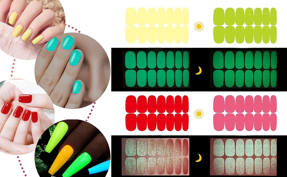 Glow in The Dark Gel Nail Strips