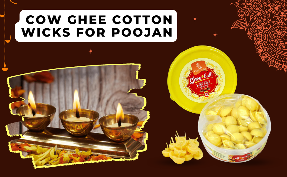 Buy CraftVatika Pack of 90 Readymade Diya Ghee Batti Pure Cow Ghee