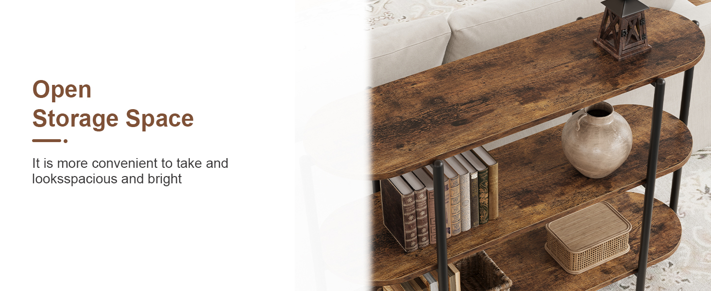 GarveeHome 47.2" Inch Console Table, 3 Tier Industrial