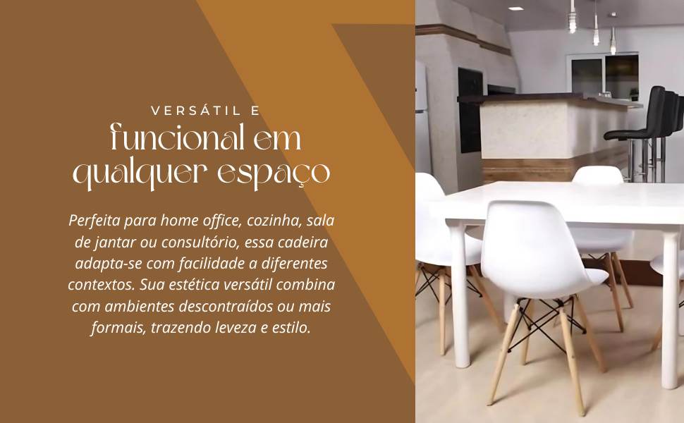 Cadeira Design Charles Assento Ergonômico Base de Madeira