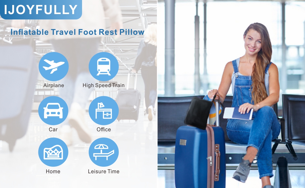 IJOYFULLY Inflatable Foot Rest Airplane Bed Three Layers
