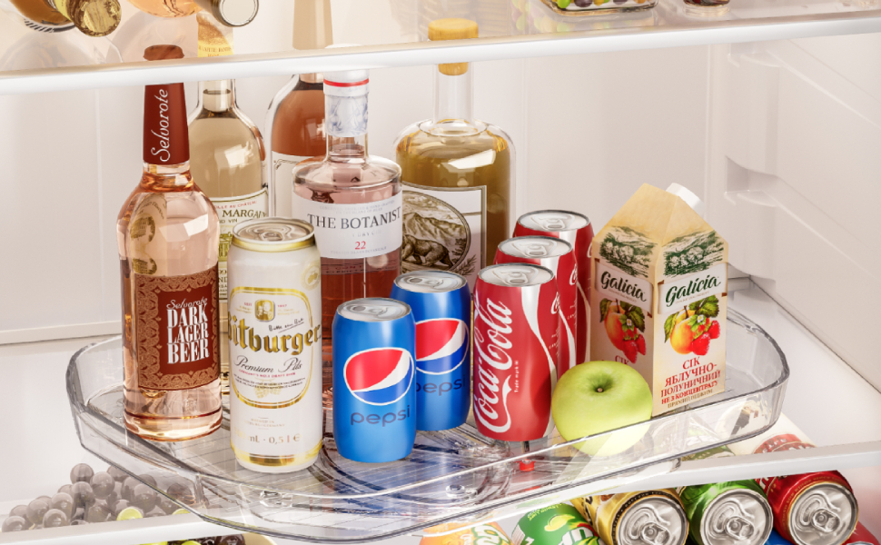 VERYMODEL Lazy Susan Turntable Organizer for Refrigerator, 15.76" Rectangular Clear