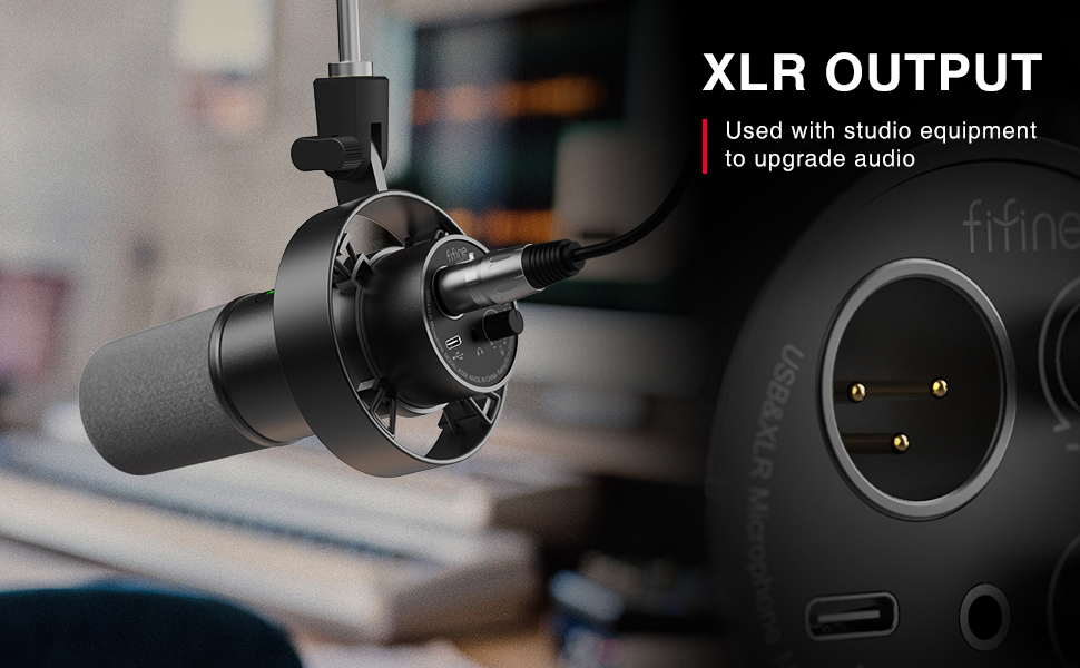 Fifine XLR/USB Podcast Microphone, PC Recording Dynamic Mic for