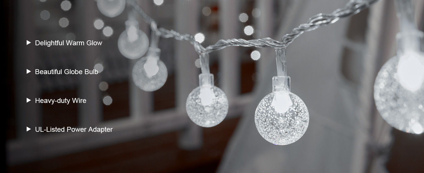 Crystal Globe String Lights Plug in 33 ft 100 LED