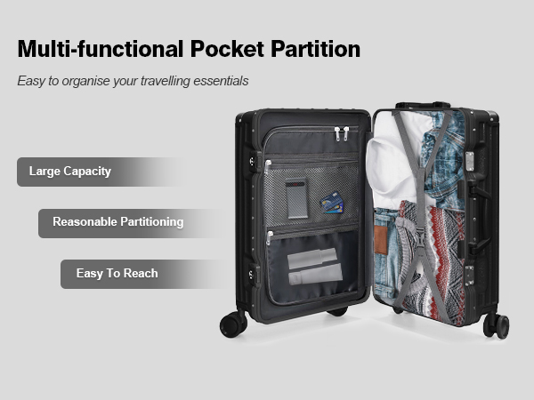 Amazon.com | AnyZip Luggage PC+ABS Aluminum Frame Zipperless