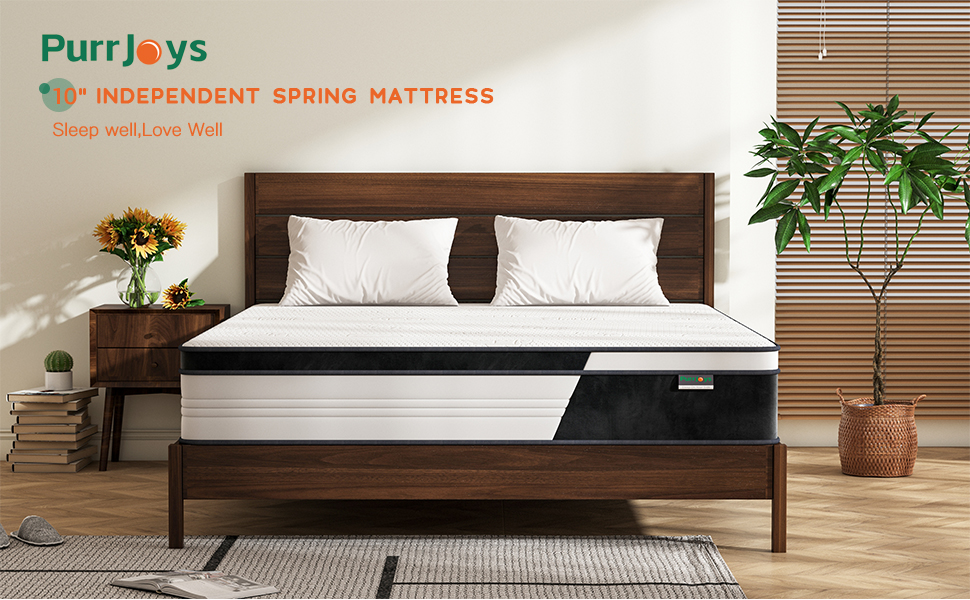 PurrJoys Full Mattress, 10 Inch Hybrid Mattress in a Box with Gel