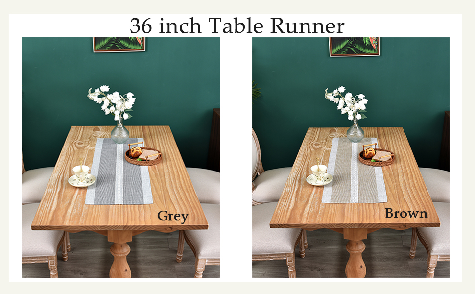 Farmhouse Braided Striped Table Runner Rustic Embroidery