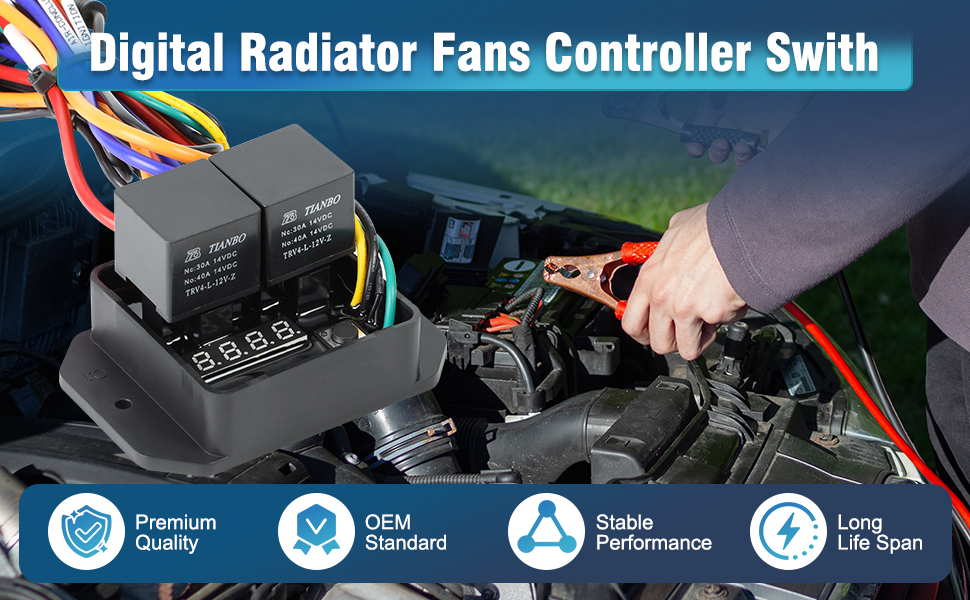 KAKSEY Digital Radiator Fan Controller Switch Kit with 12V