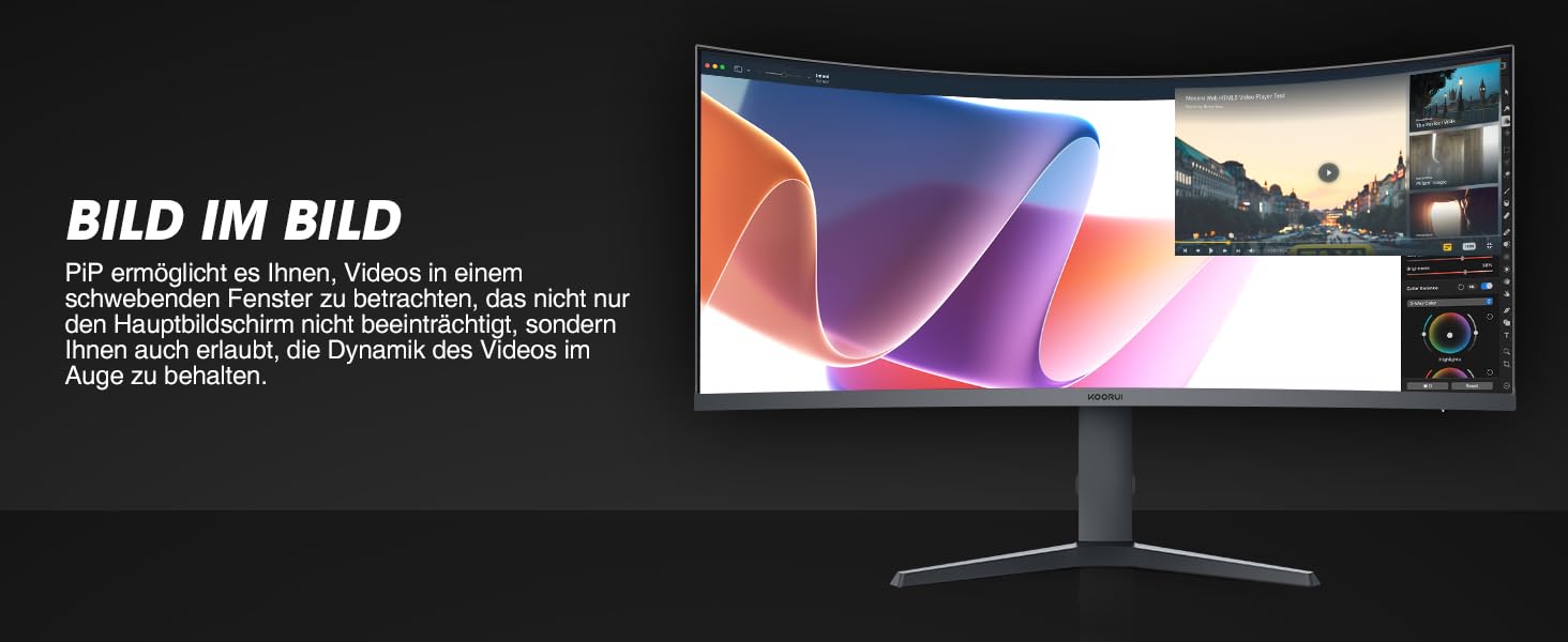 KOORUI 34 Zoll Ultrawide Curved Gaming Monitor, PC Bildschirm 165Hz, 1MS, 1000R, WQHD 3440x1440