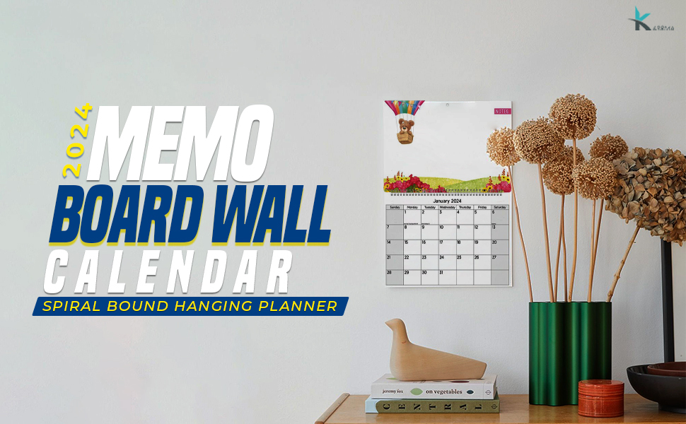 2024 Memo Board Wall Calendar Spiral Bound Hanging Planner Month to