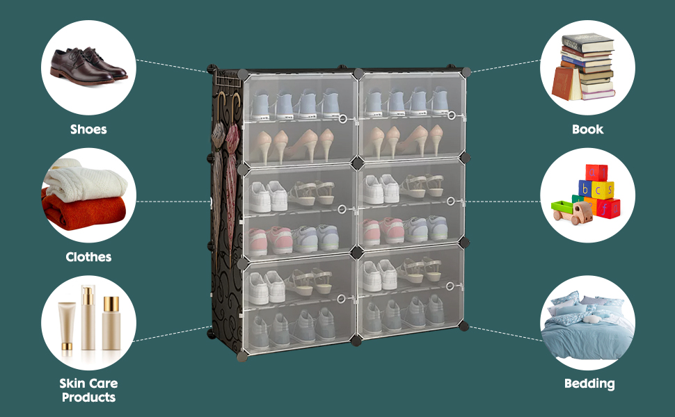 Jomifin Shoe Rack Storage with Doors, Portable