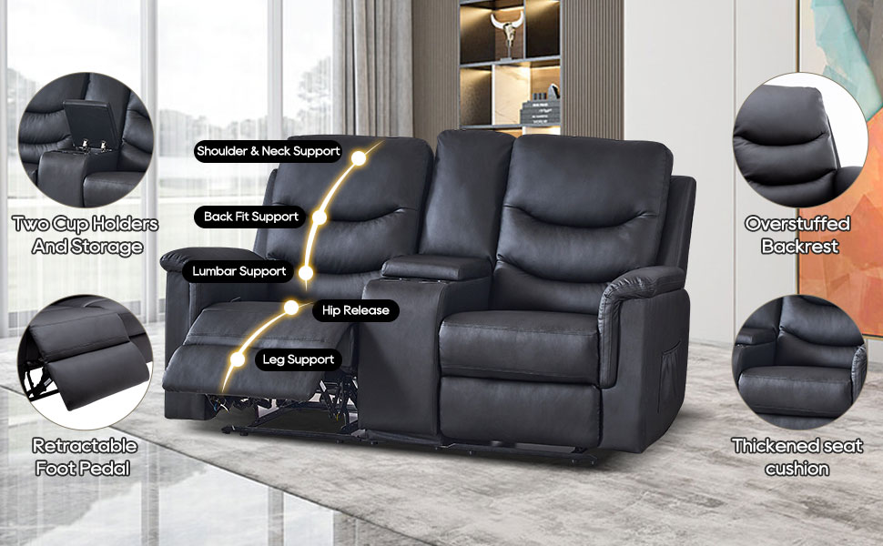 Consofa Reclining Loveseat, Manual Reclining Loveseat with