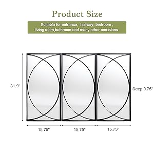 LuxenHome 3 Pieces Black Metal 18 BLACK bathroom mirror