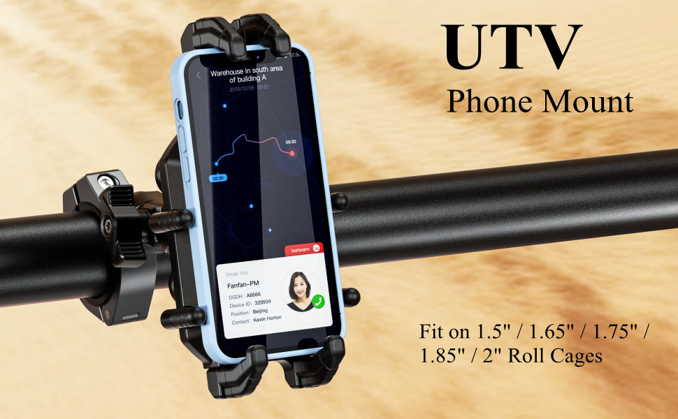 UTV phone mount holder with vibration dampener