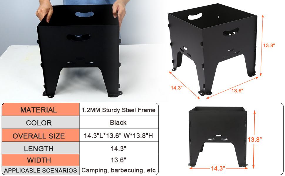 QuliMetal Portable Wood Burning Fire Pit with Storage Bag