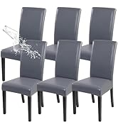 SearchI Waterproof PU Leather Dining Chair Covers Set of 6, Stretch Oilproof Parsons Chair Slipco...