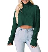 PRETTYGARDEN Women's 2025 Fall Winter Turtleneck Cropped Sweater Causal Ribbed Knit Long Sleeve P...