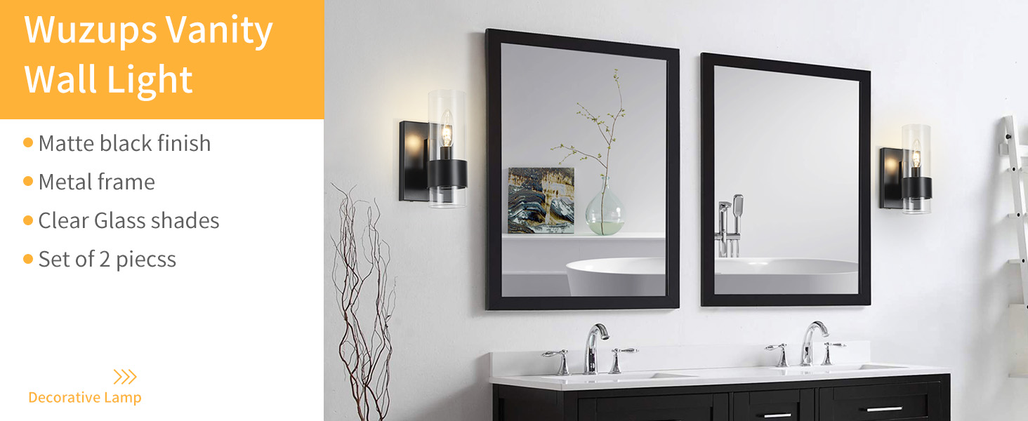 WUZUPS Set of 2 1Light Bathroom Wall Light Fixture Over Mirror Flat