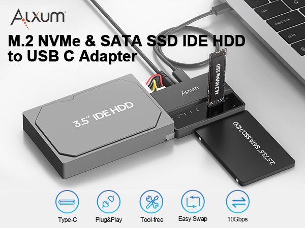 Amazon.com: Alxum NVME M.2 SATA IDE SSD Enclosure External 3