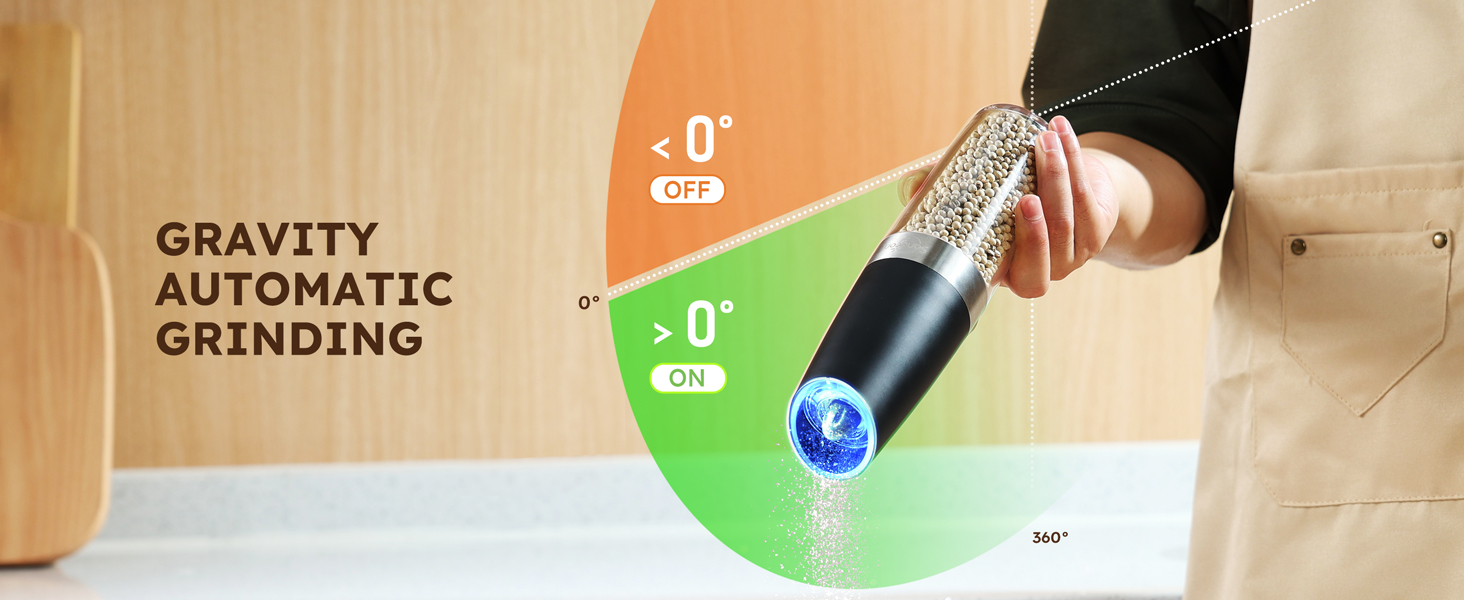 Sangcon Gravity Electric Salt and Pepper Grinder Set Mill Battery 9oz