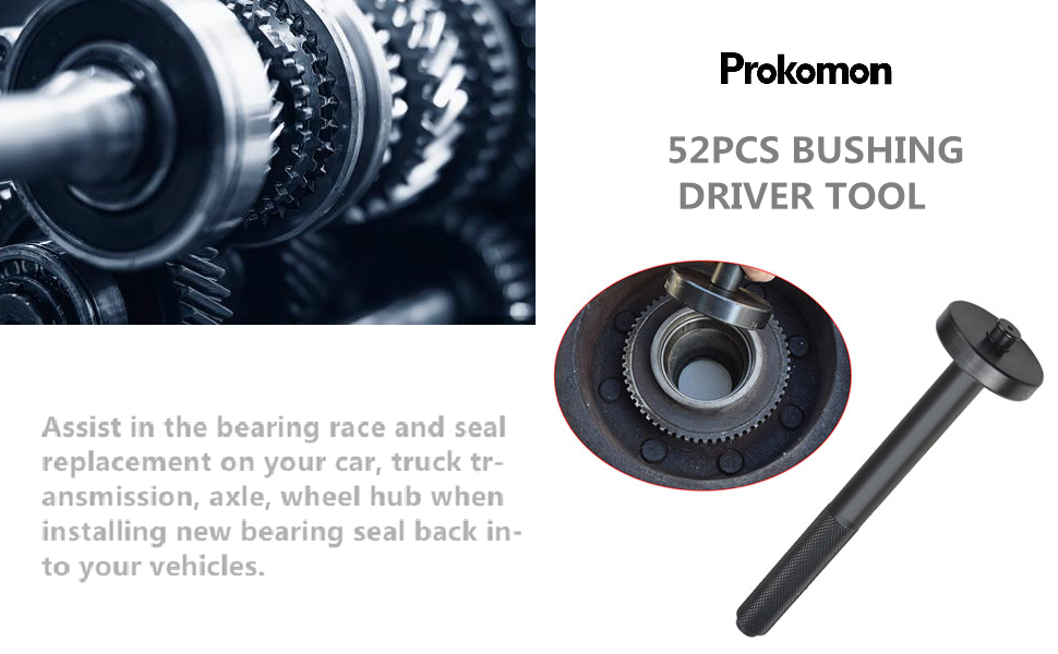 Prokomon 52Pc Custom Bushing Driver Tool Set and Transmission Wheel Axle Bearing Race and Seal