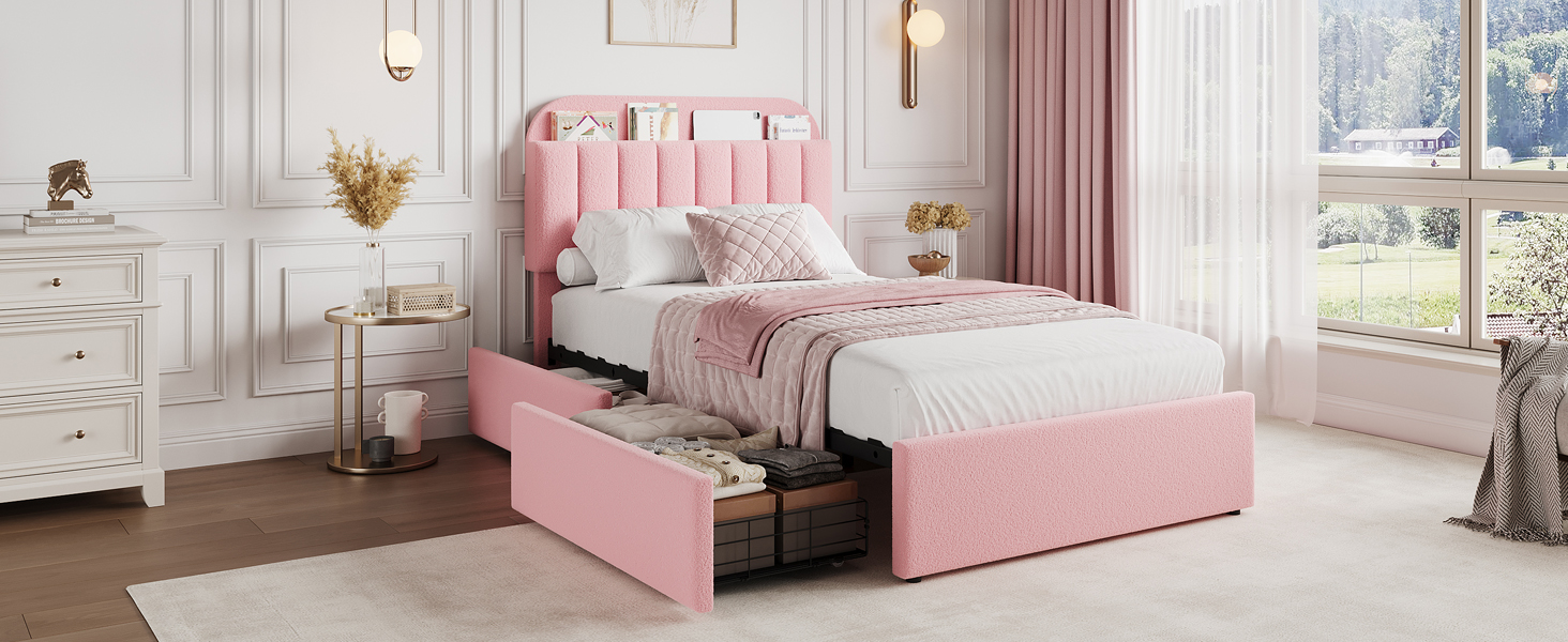 twin bed frame pink