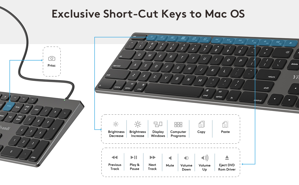 Wired Keyboard for Apple Computer Sleek Aluminum Housing,Precise106 Keys