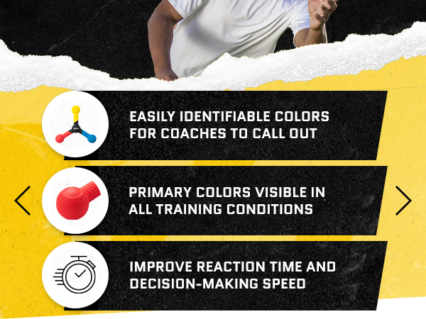 Easily identifiable colors for coaches to call out; improve reaction time