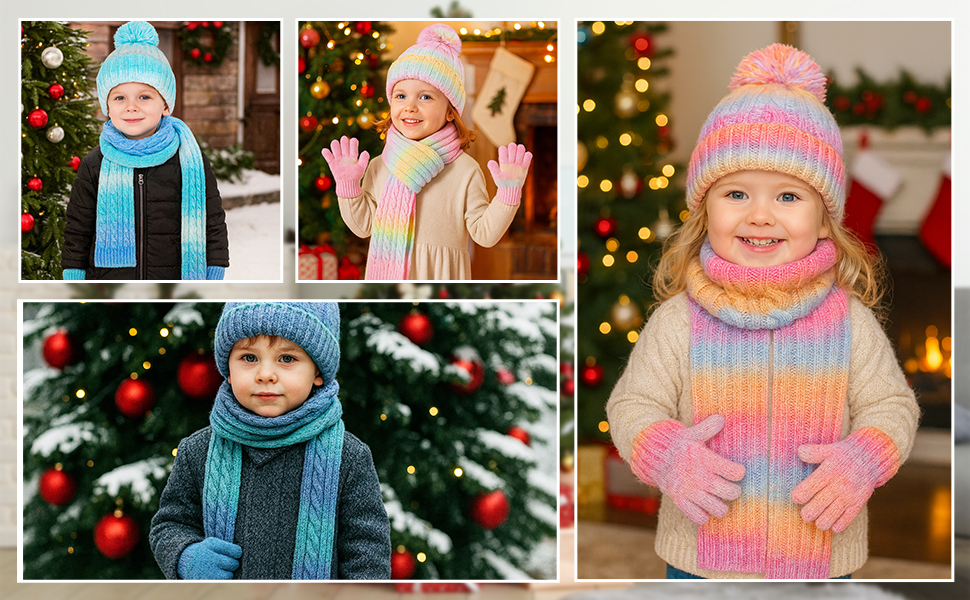 Toddler Beanie Hat Scarf Gloves Set