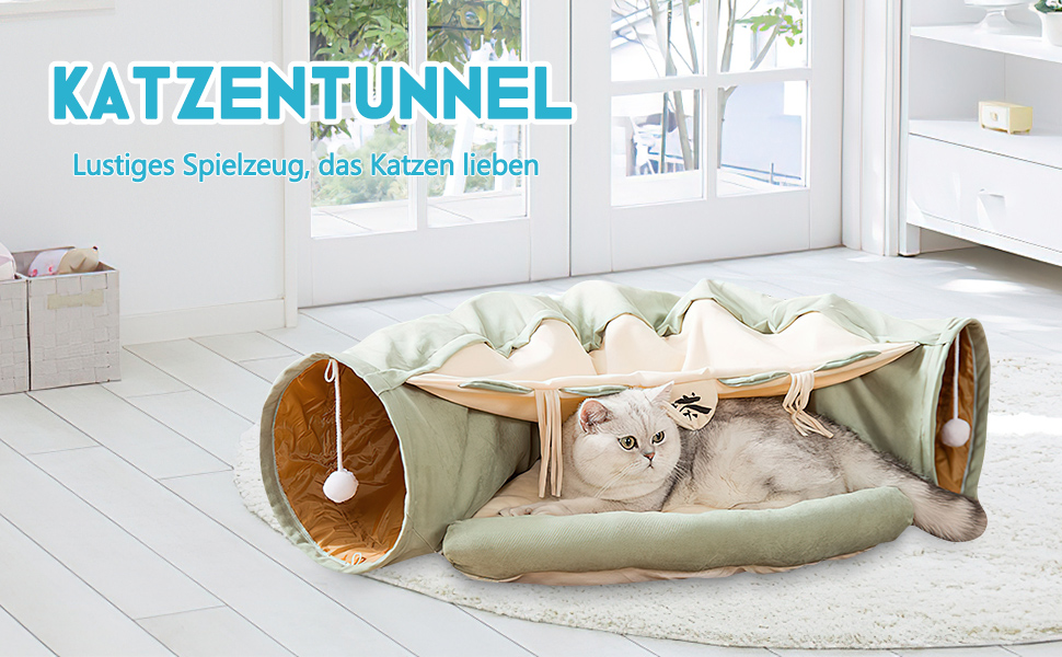Galatée Katzenbett, Katzentunnel Mit Kissenmatte, Haustierhöhlenbett