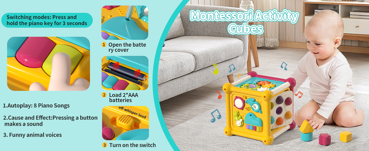 montessori toys for toddlers 1 years busy cube shape sorter toy
