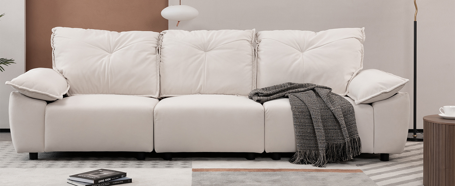 YOPENG 102.3" Modular Couch,French Velvet Cloud Couch