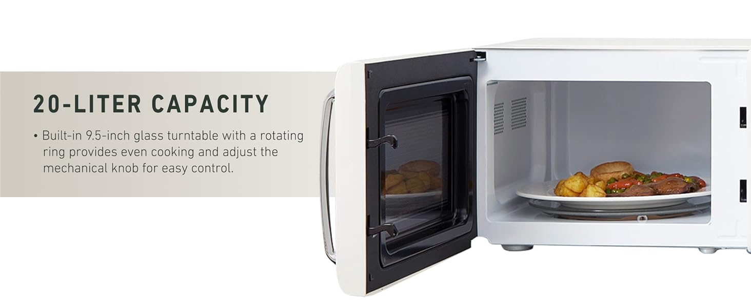 Haden 700 Watt 0.7 Cubic Foot Microwave Oven with Digital Controls, Ivory/Chrome