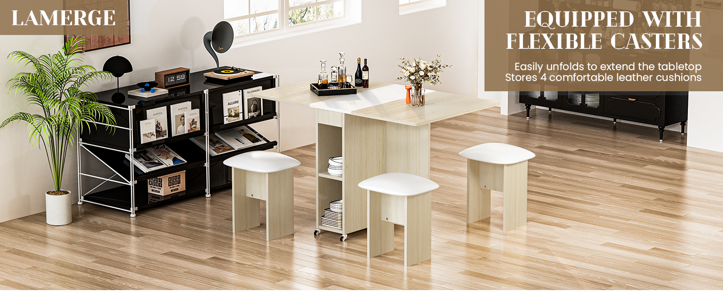 Folding Dining Table Set for 4