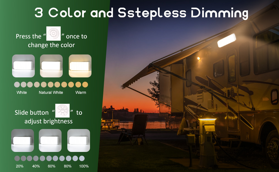 ZABOUL RV Light Interior, 3 Color Dimmable Frosted Finish for RV Lighting 2 Pack, Rv