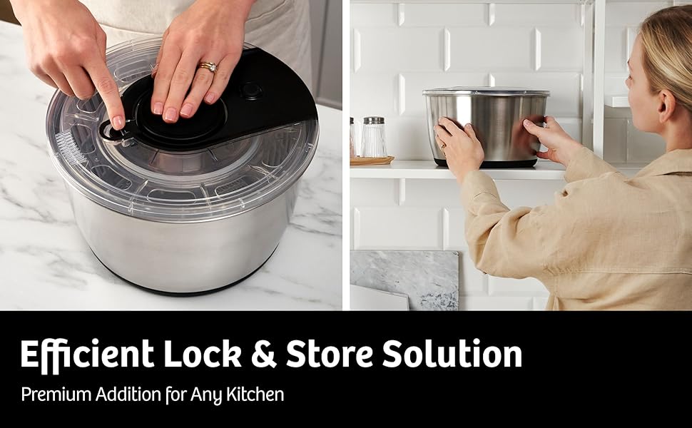 Amazon.com: Stainless Steel Pump Salad Spinner Large - Easy