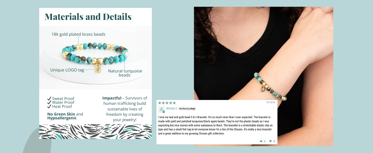 5&2 five and two the chosen loaves and fishes christian fish jesus jewelry woman bracelet faith