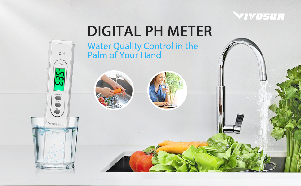 VIVOSUN PH Meter Digital PH Tester Pen 0.01 High Accuracy Water Quality