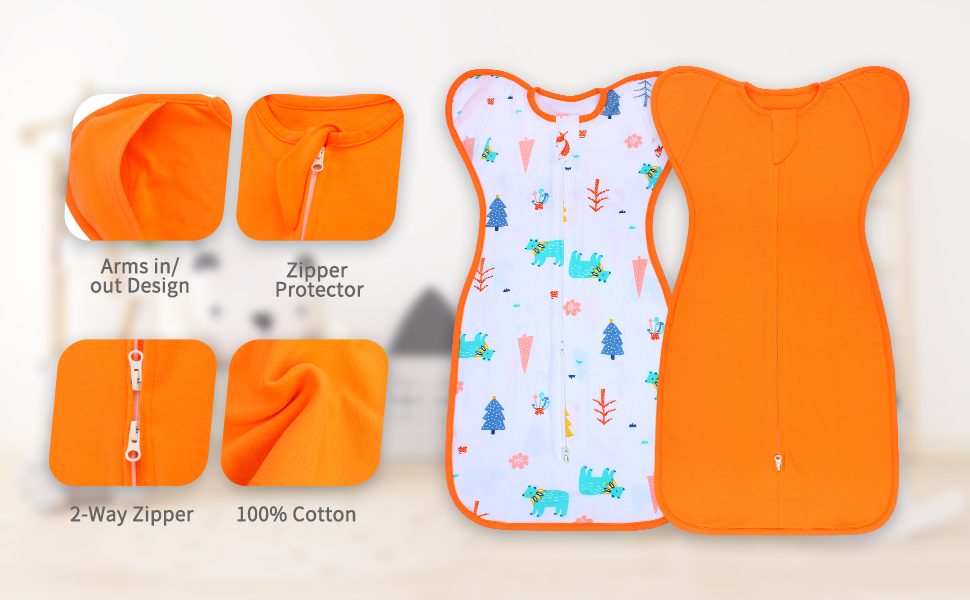 Transition Swaddle 69 Months, Baby Sleep Sack Arms up