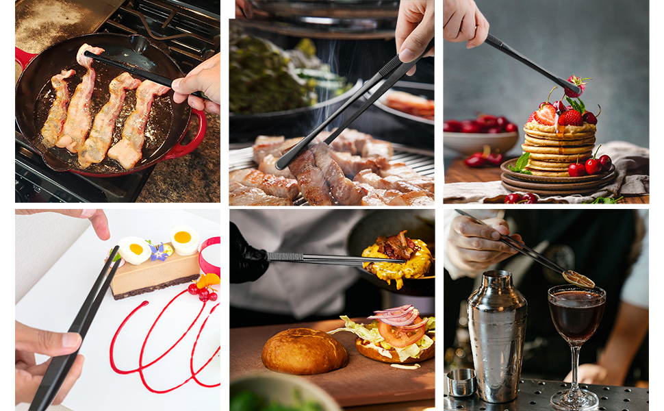 KTFNOMES 4 Pcs Kitchen Cooking tongs,12" & 10" Stainless