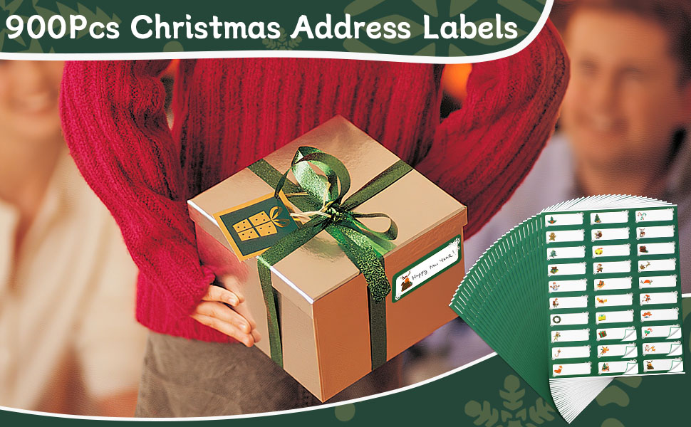 BOARDFEB 900Pcs Christmas Address Labels 1 x 2.6 Inch