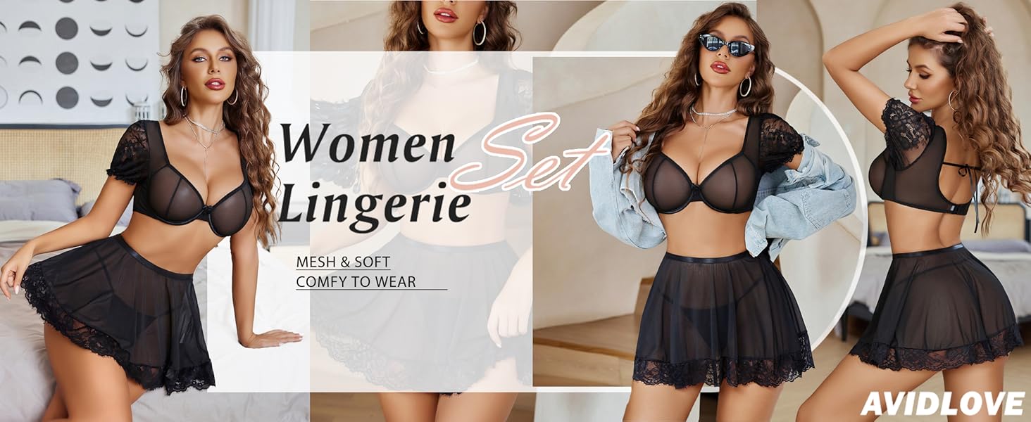 Women Lingerie Lace Babydoll