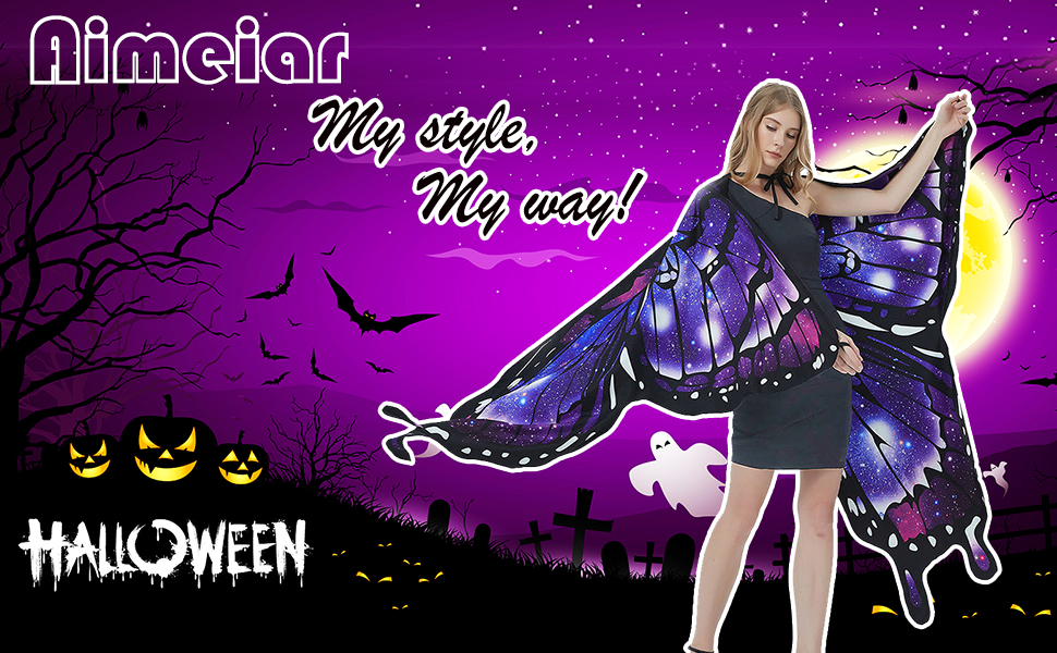 2 Layers Halloween Costumes Butterfly Wings for Women