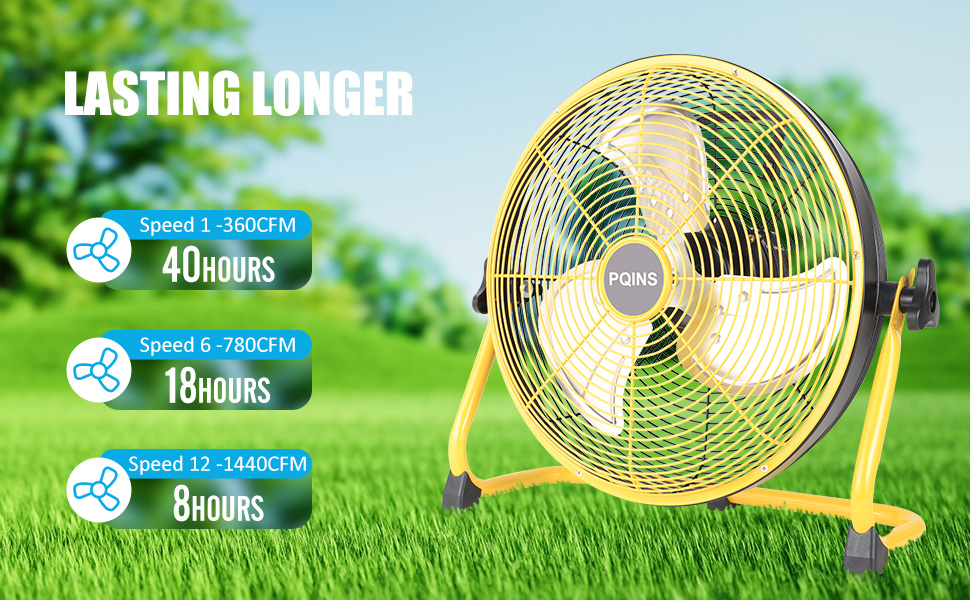 pqins Battery Operated Powered Fan Portable Rechargeable